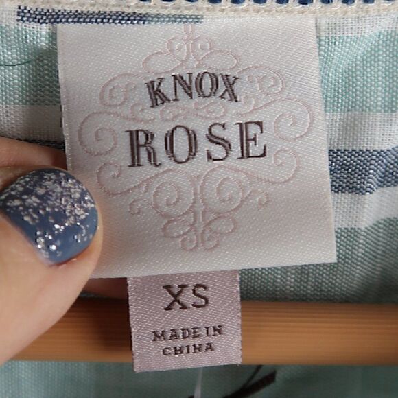 KNOX ROSE MULTI COLOR STRIP V NECK LONG SLEEVE BOHO SMOCK TOP SIZE XS NWT - Picture 2 of 11